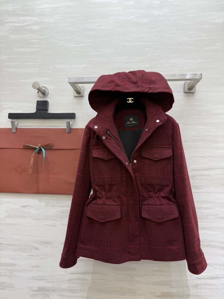 Woolen plaid jacket from hood фото 4