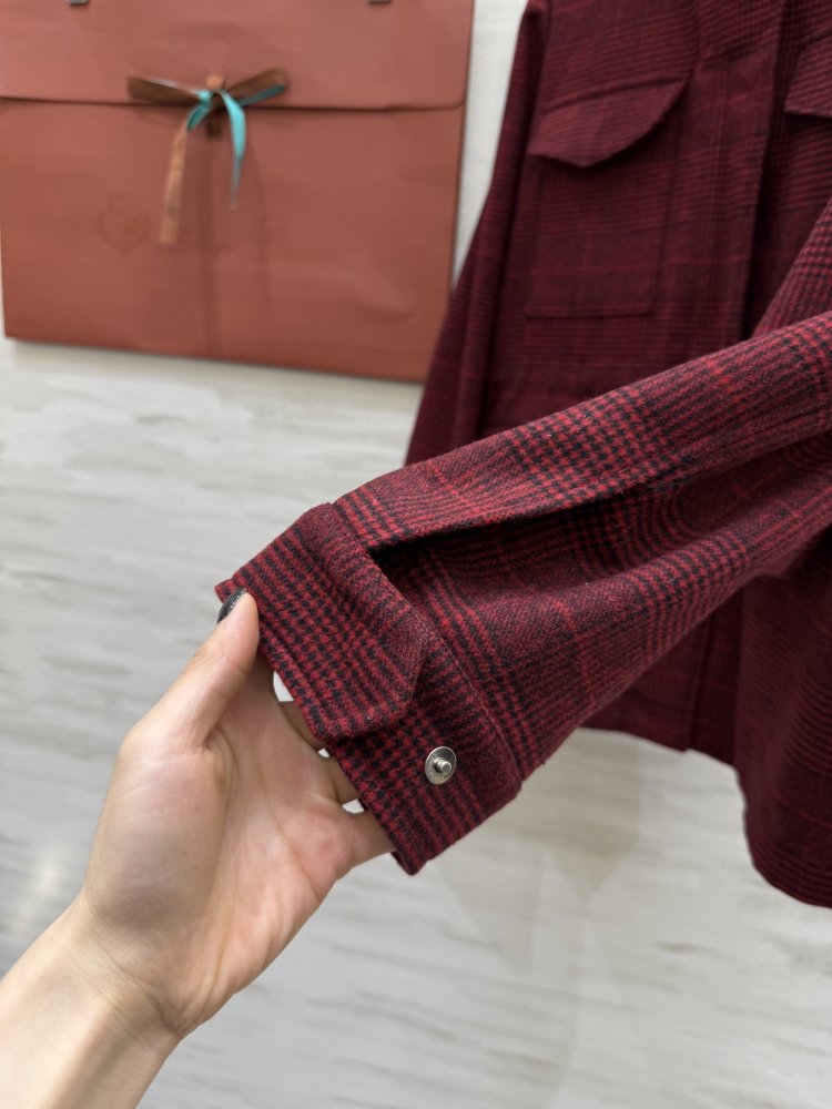 Woolen plaid jacket from hood фото 5