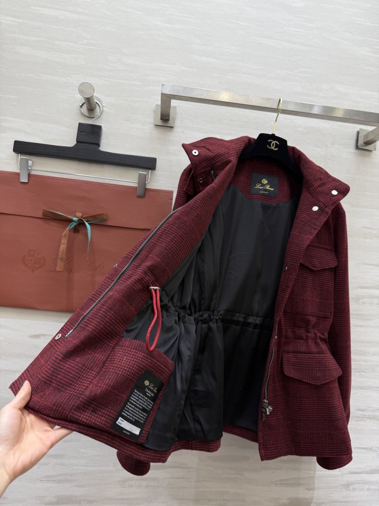 Woolen plaid jacket from hood фото 7