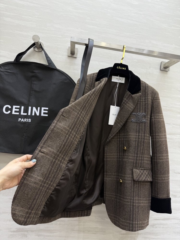 Шерстяной клетчатый пиджак с поясом фото 2