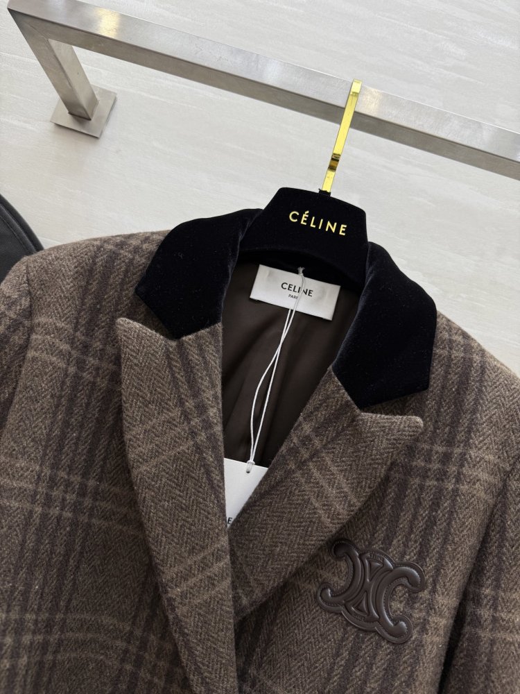 Шерстяной клетчатый пиджак с поясом фото 6