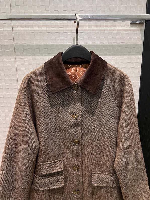 Шерстное пальто с вельветовым воротником фото 2