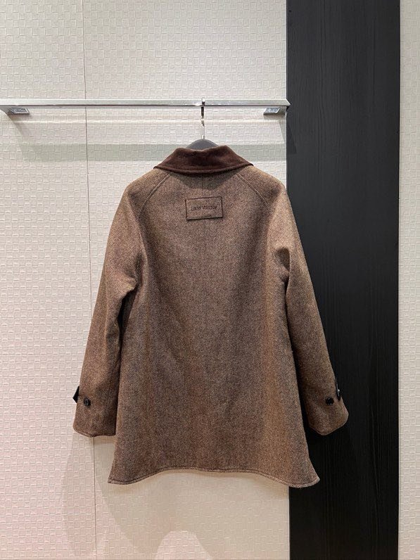 Шерстное пальто с вельветовым воротником фото 8