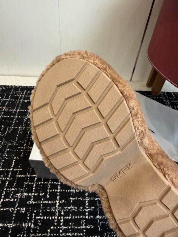 Шлепки на платформе меховые фото 9