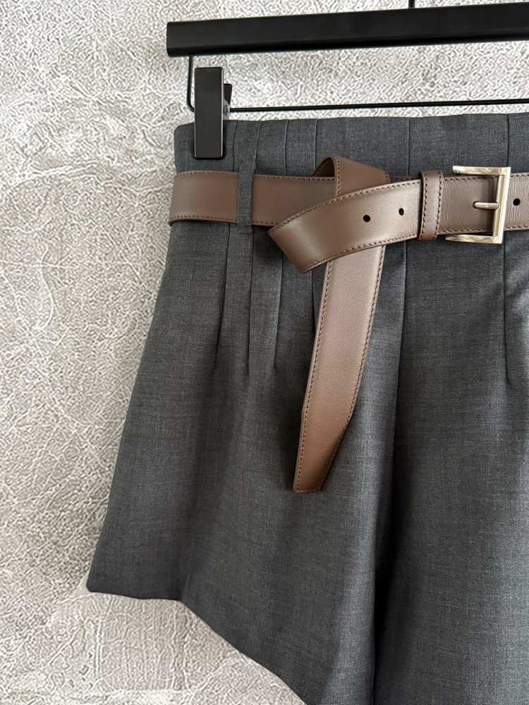 Шорти вовняні з високою талією і ременем фото 5