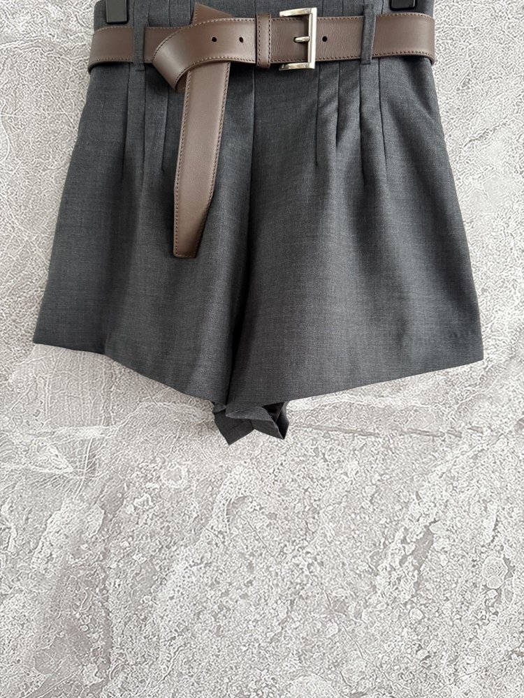 Шорти вовняні з високою талією і ременем фото 6