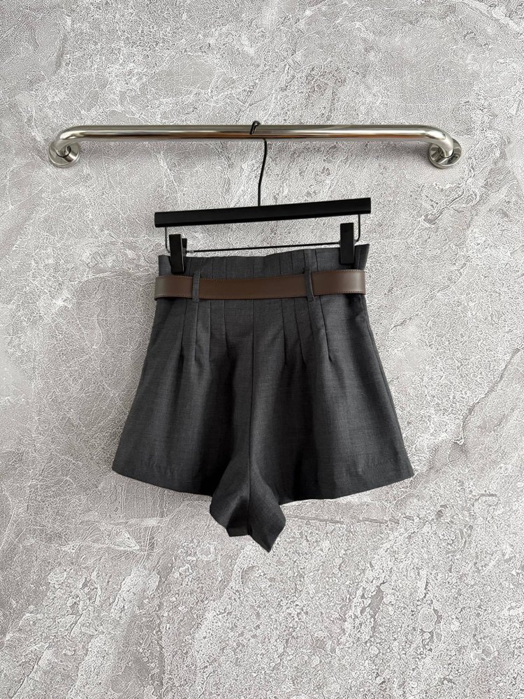 Шорти вовняні з високою талією і ременем фото 9