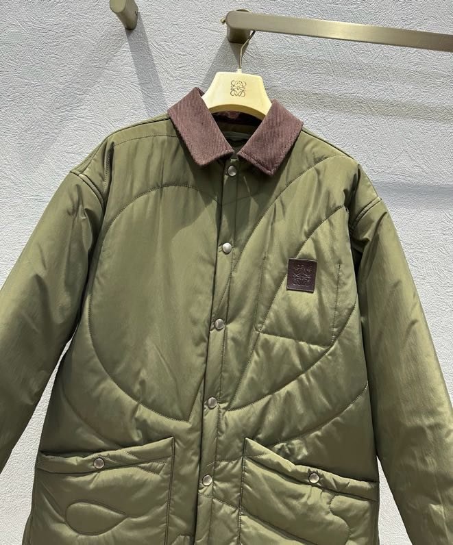 Quilted jacket of velveteen colors khaki from collar фото 2