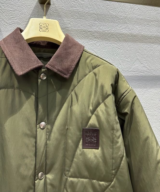 Quilted jacket of velveteen colors khaki from collar фото 3