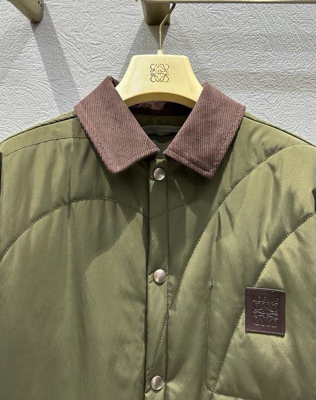 Quilted jacket of velveteen colors khaki from collar фото 4