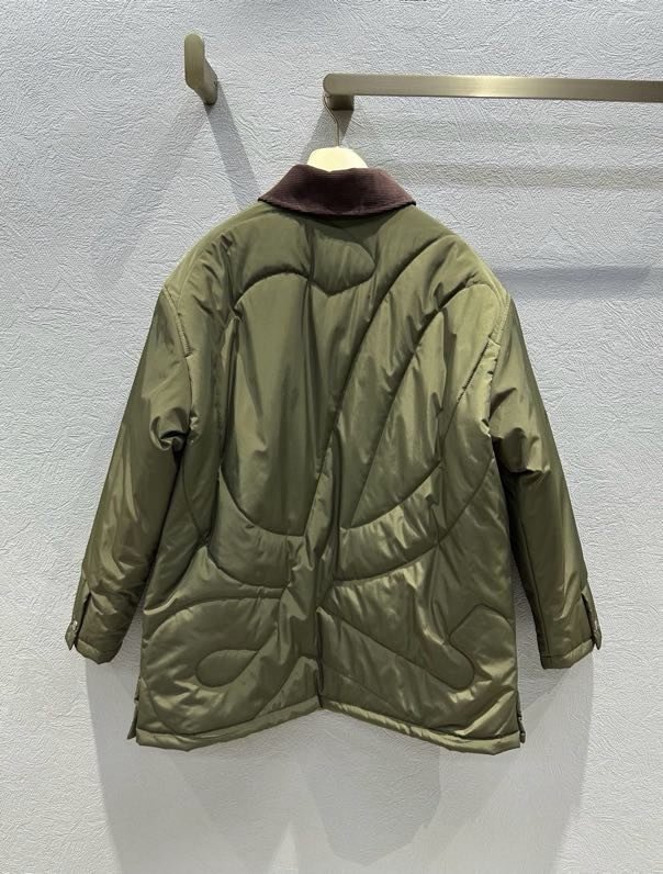 Quilted jacket of velveteen colors khaki from collar фото 7