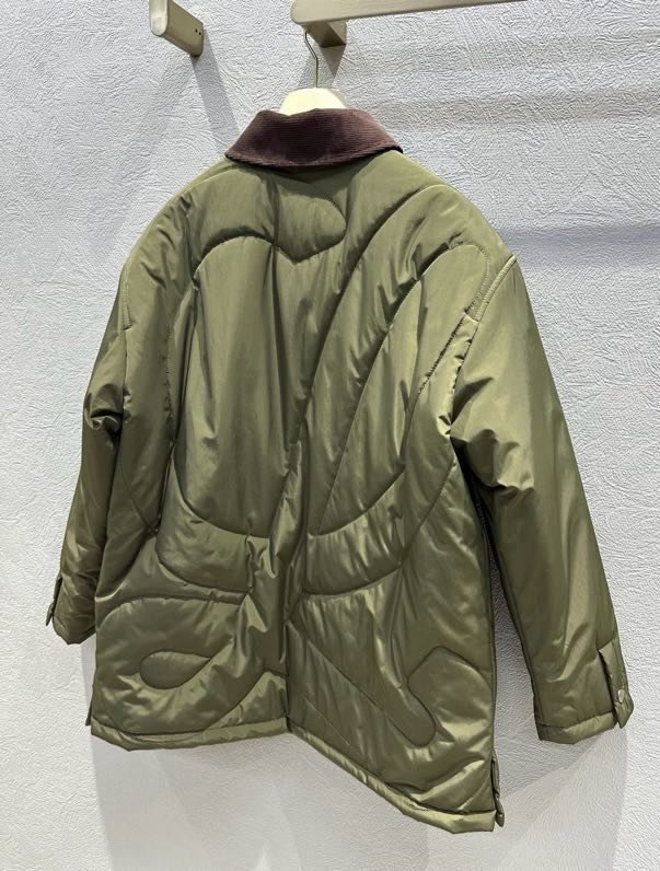 Quilted jacket of velveteen colors khaki from collar фото 9