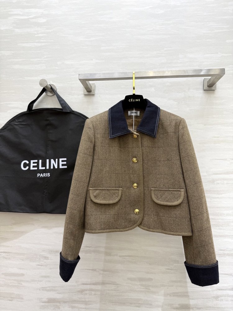 Стильное шерстяное пальто с джинсовыми лацканами