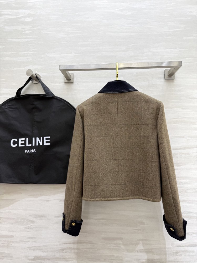 Стильное шерстяное пальто с джинсовыми лацканами фото 9