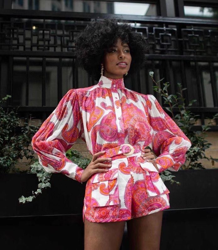 Stylish costume (blouse and shorts) of flax