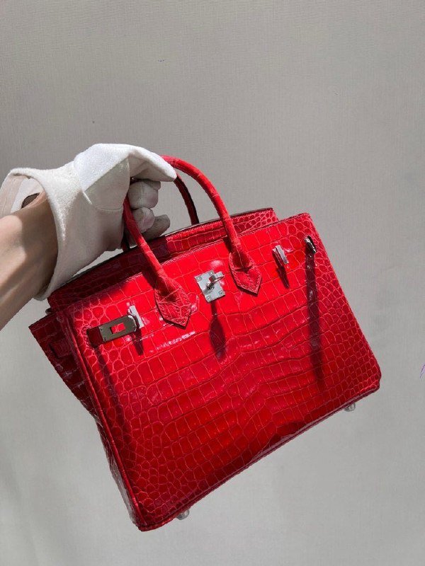Сумка Birkin Aligator 25 см в красном цвете Ferrari