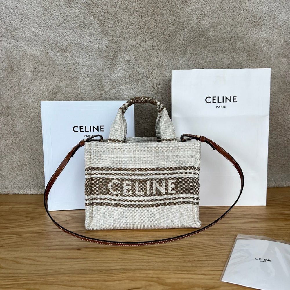 A bag CABAS THAIS 25 cm of flax and cow skin