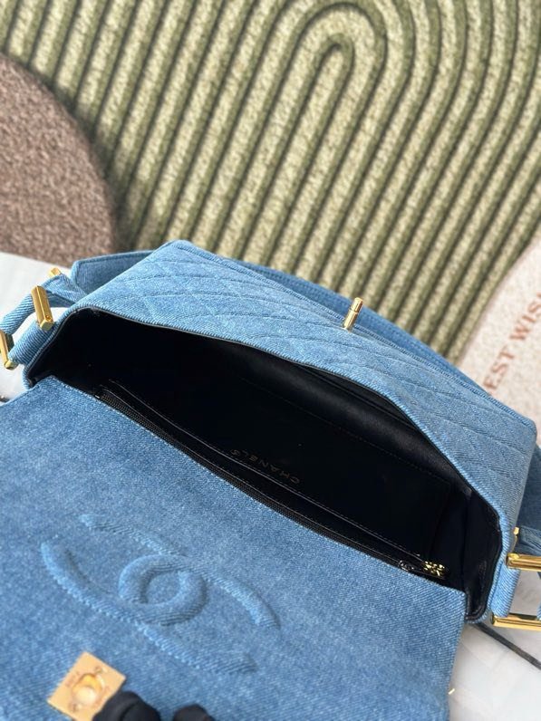 Сумка через плечо джинсовая винтажная 25 см фото 9