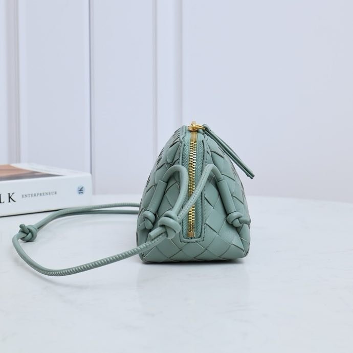 Сумка через плече шкіряна 18 см Sage Green фото 4