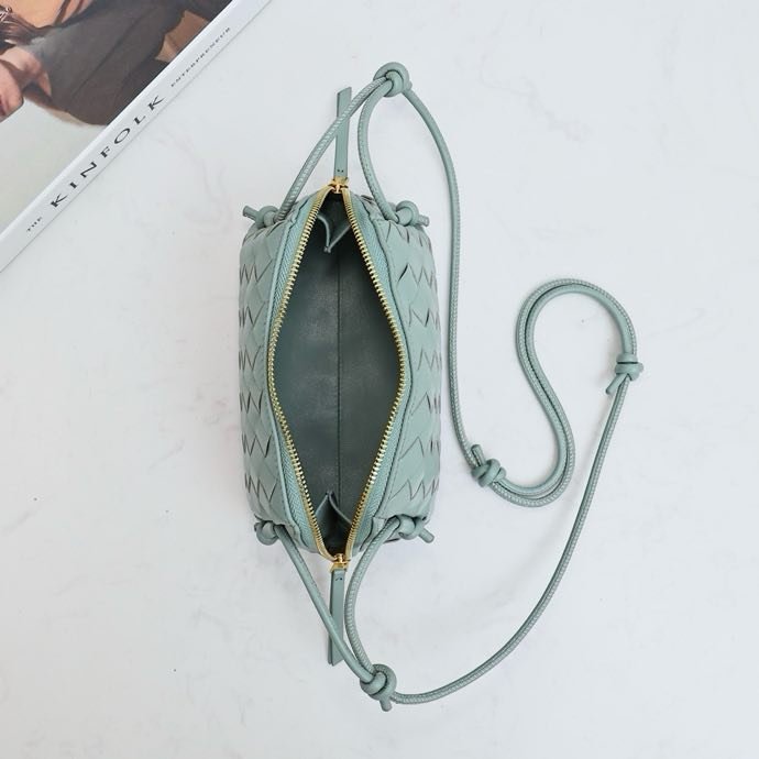 Сумка через плече шкіряна 18 см Sage Green фото 5