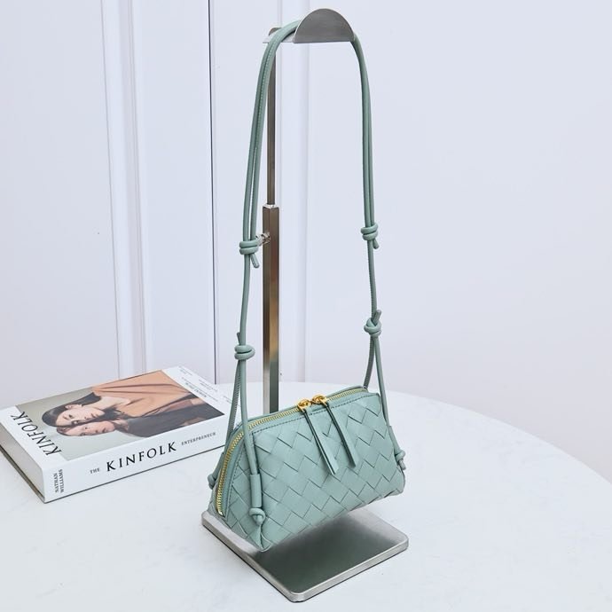 Сумка через плече шкіряна 18 см Sage Green фото 7