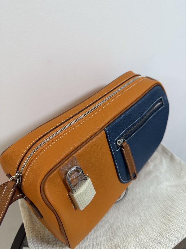 Сумка через плечо кожаная мужская Hermes Nouveauon Body 29 см фото 5