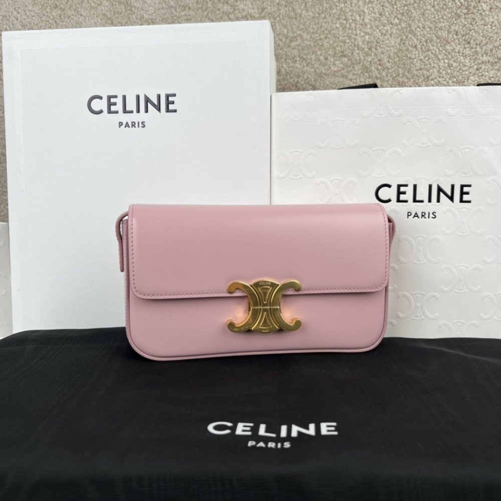 A bag across shoulder TRIOMPHE 20 cm of glossy cow skin
