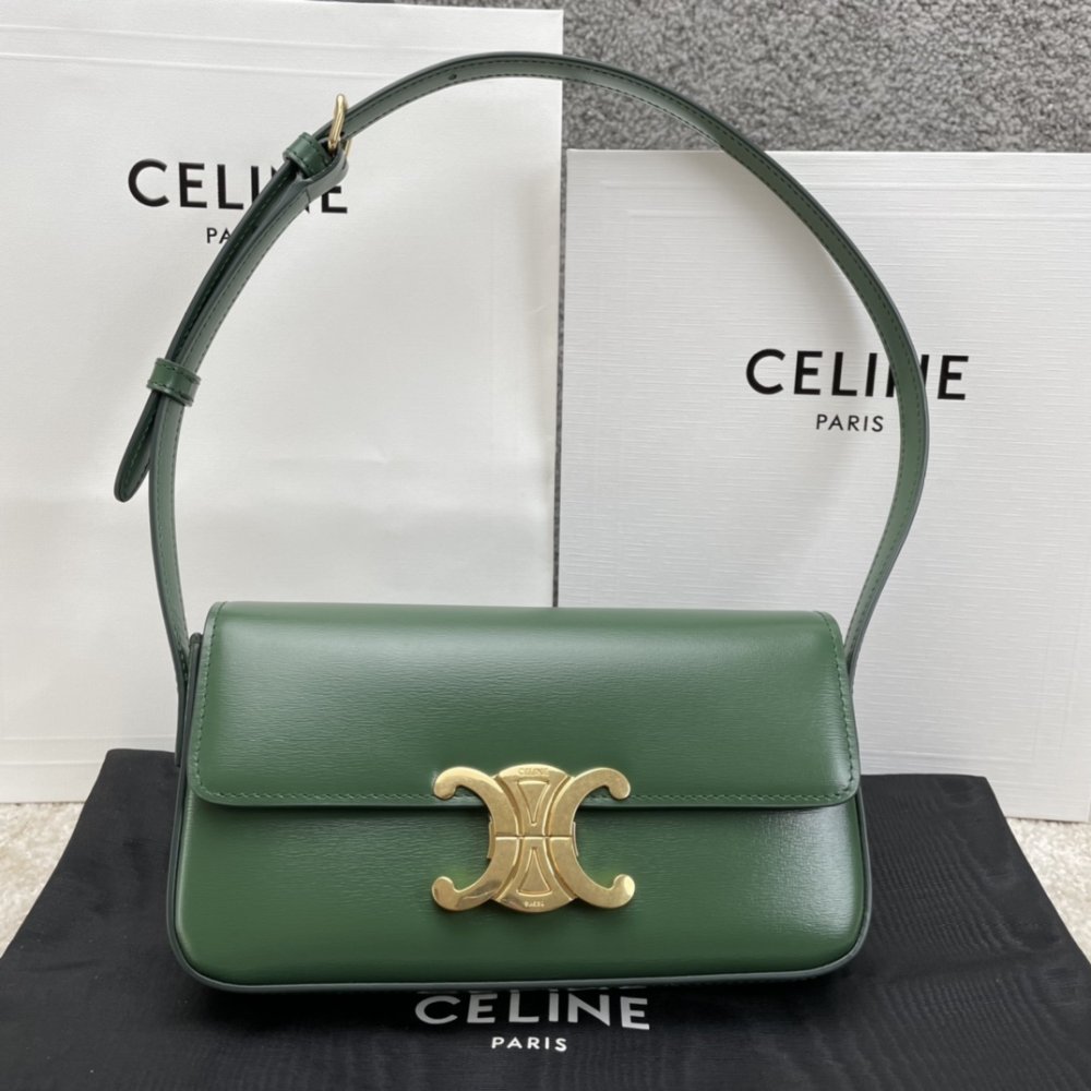 A bag across shoulder TRIOMPHE 20 cm of glossy cow skin