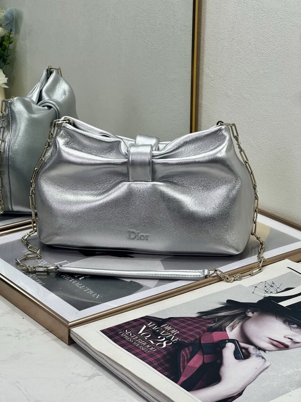 Сумка Dior Bow кожаная розовая 26 см