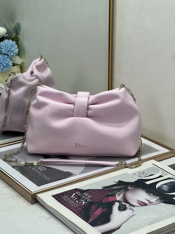 Сумка Dior Bow кожаная розовая 26 см