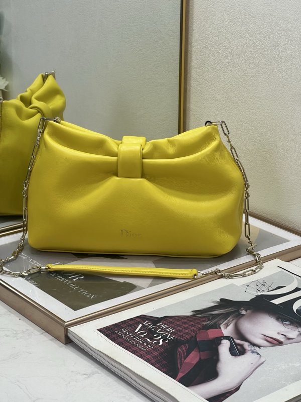 Сумка Dior Bow кожаная желтая 26 см