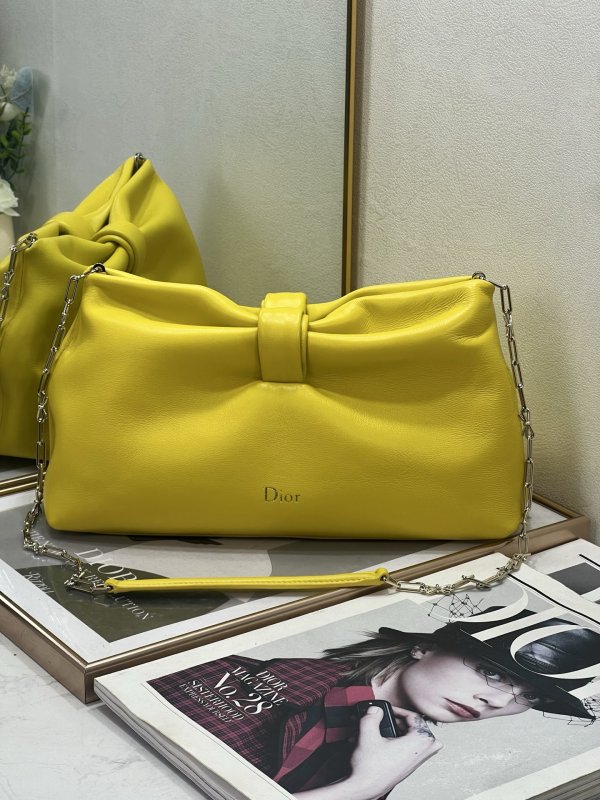 Сумка Dior Bow кожаная желтая 30 см