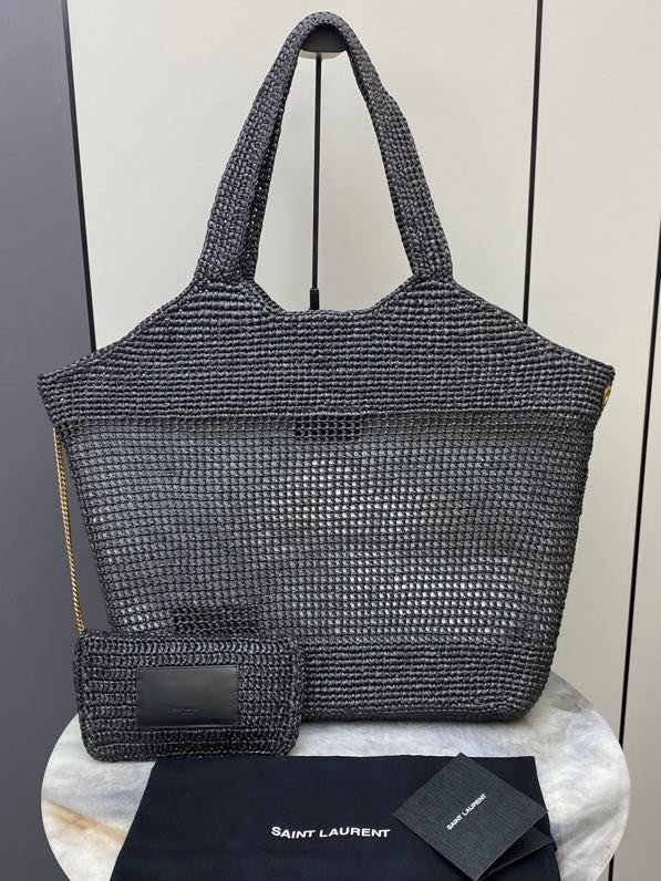 Сумка з рафии абрикосового кольори 55 см фото 3