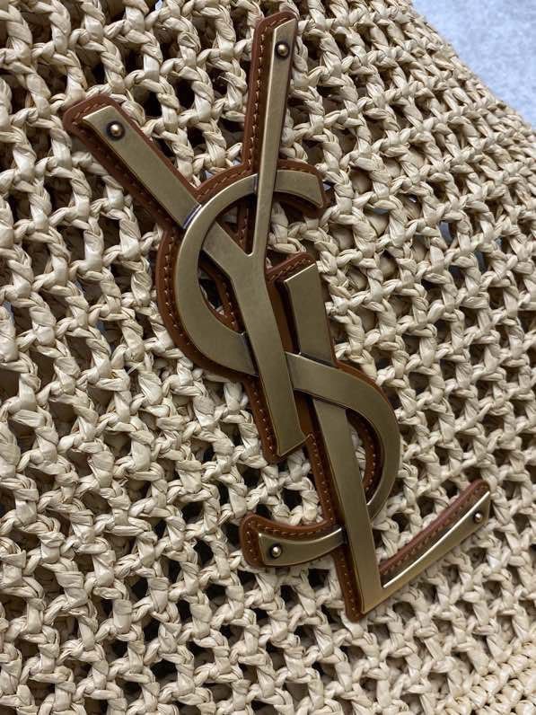 Сумка з рафии абрикосового кольори 55 см фото 3