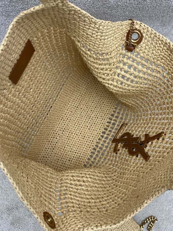 Сумка з рафии абрикосового кольори 55 см фото 7