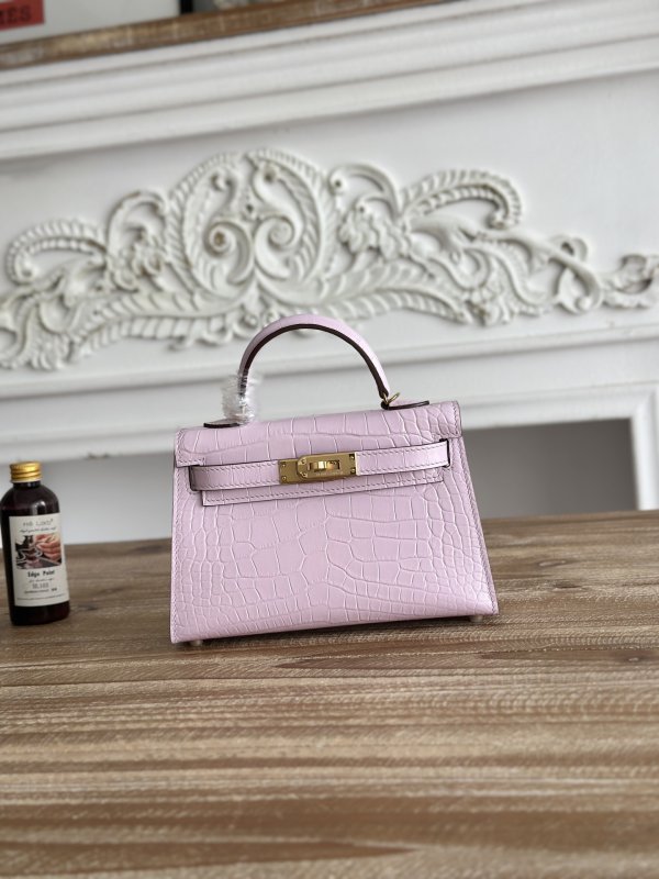Сумка Kelly mini 19 см из коровьей кожи с тиснением под крокодила