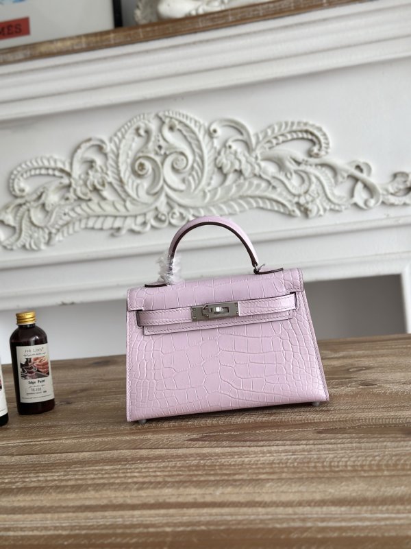 Сумка Kelly mini 19 см из коровьей кожи с тиснением под крокодила