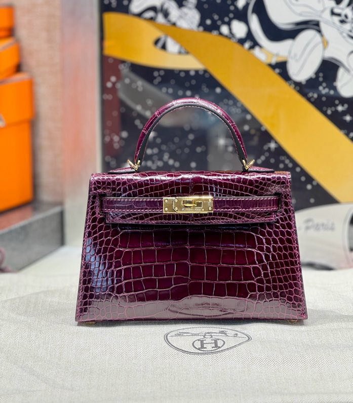 Сумка Kelly Mini 20 см из кожи крокодила