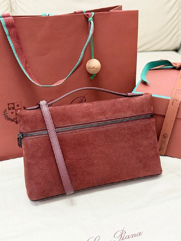 Сумка клатч Extra Pouch бордовая замша 29 см