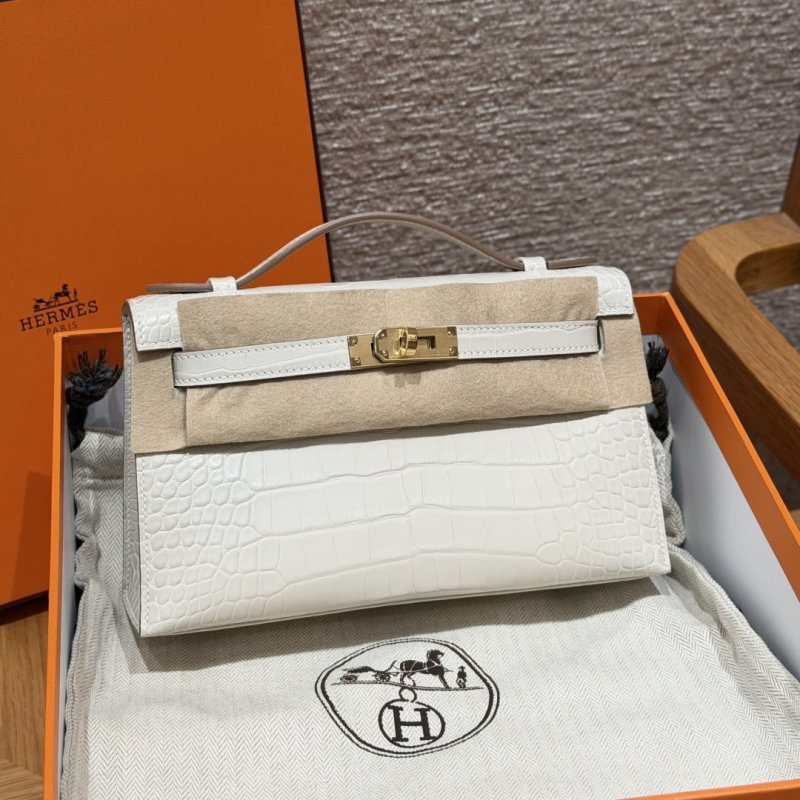 Сумка клатч кожаная Kelly Pochette 22 см в коже аллигатора