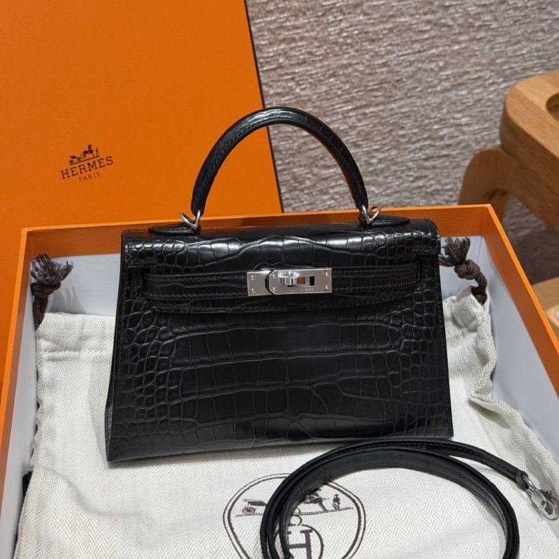 Сумка кожаная Mini Kelly 19 см в коже крокодила