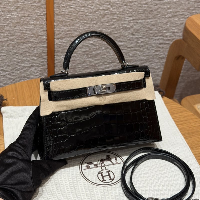 Сумка кожаная Mini Kelly 19 см в коже крокодила