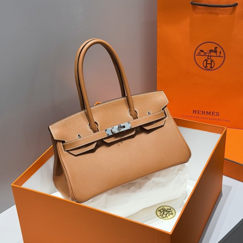 Сумка кожаная Shoulder Birkin Silver 29 см