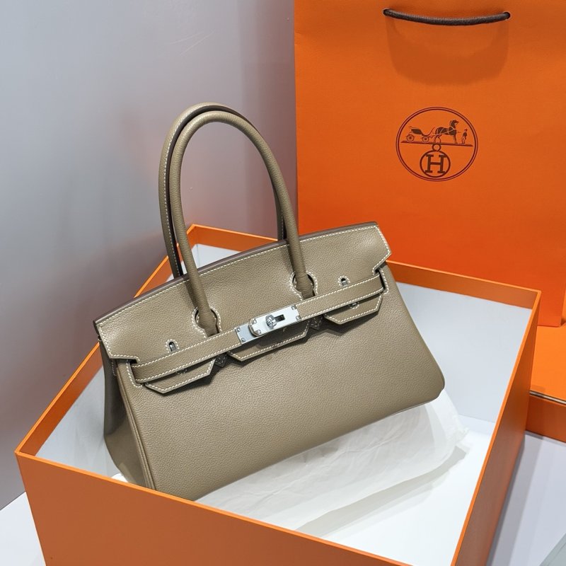 Сумка кожаная Shoulder Birkin Silver 29 см