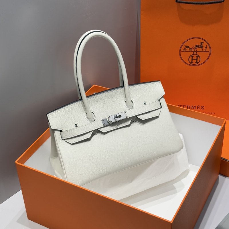 Сумка кожаная Shoulder Birkin Silver 29 см