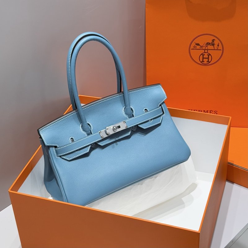 Сумка кожаная Shoulder Birkin Silver 29 см