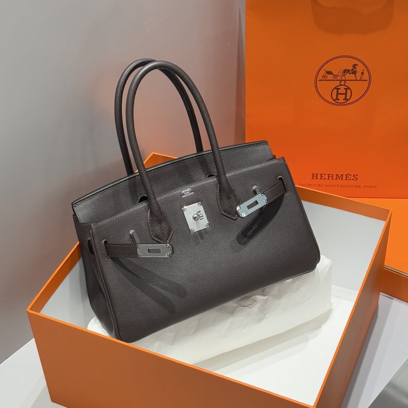 Сумка кожаная Shoulder Birkin Silver 29 см фото 2