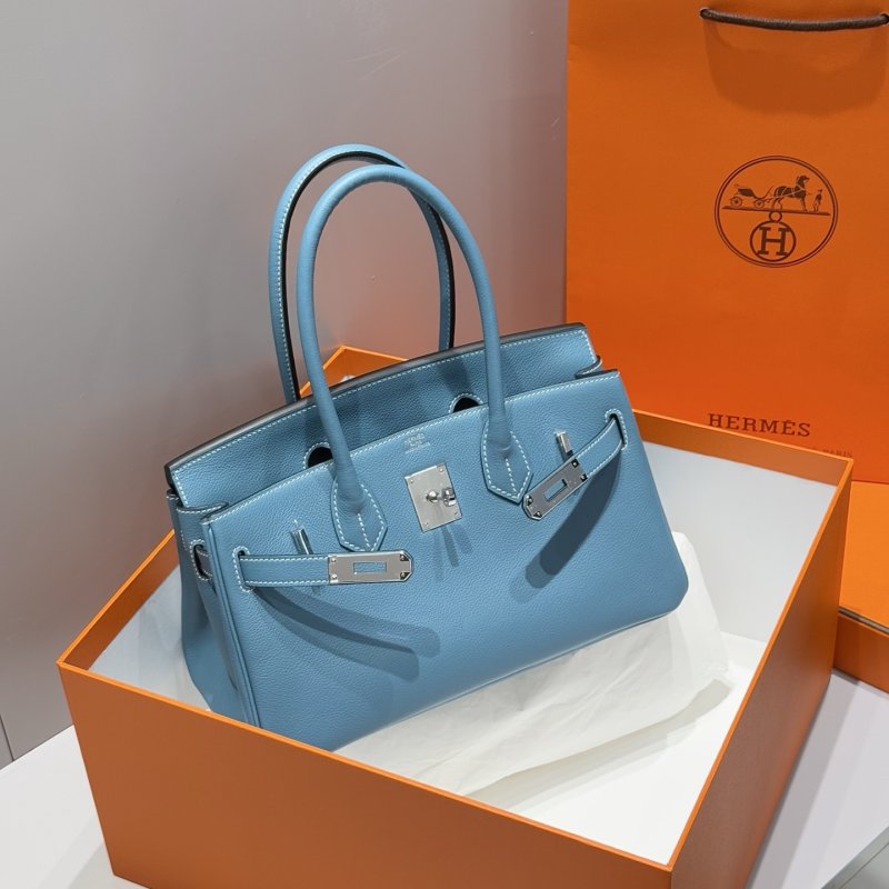 Сумка кожаная Shoulder Birkin Silver 29 см фото 2