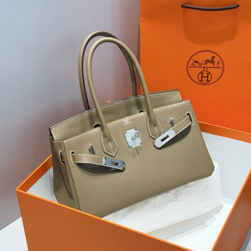 Сумка кожаная Shoulder Birkin Silver 29 см фото 2