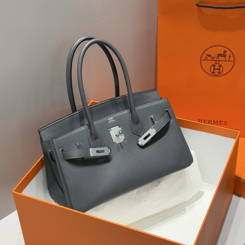 Сумка кожаная Shoulder Birkin Silver 29 см фото 2